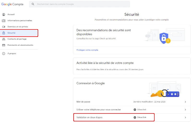 authentification à double facteur GMail